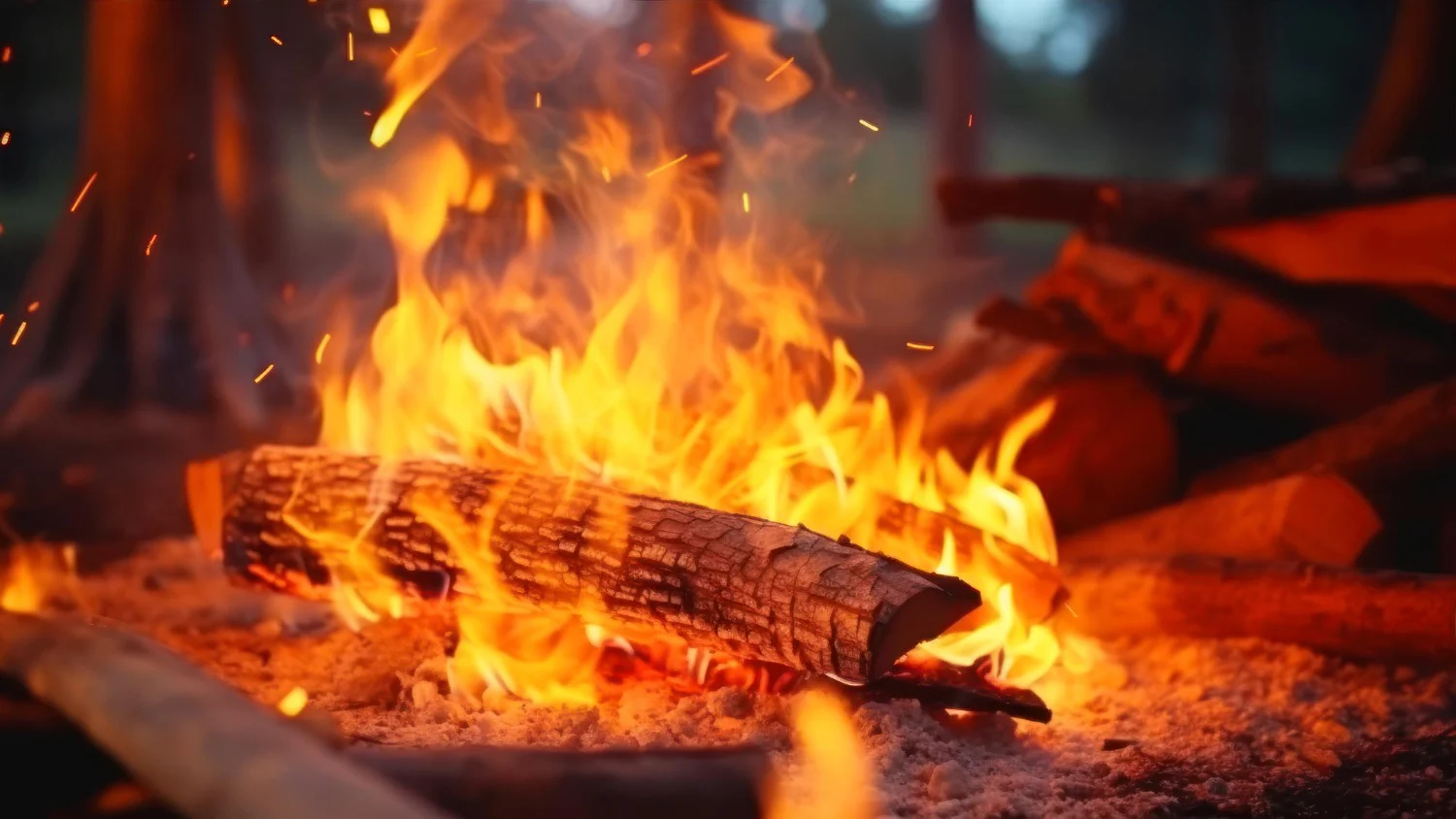 Brandend haardhout van dichtbij
