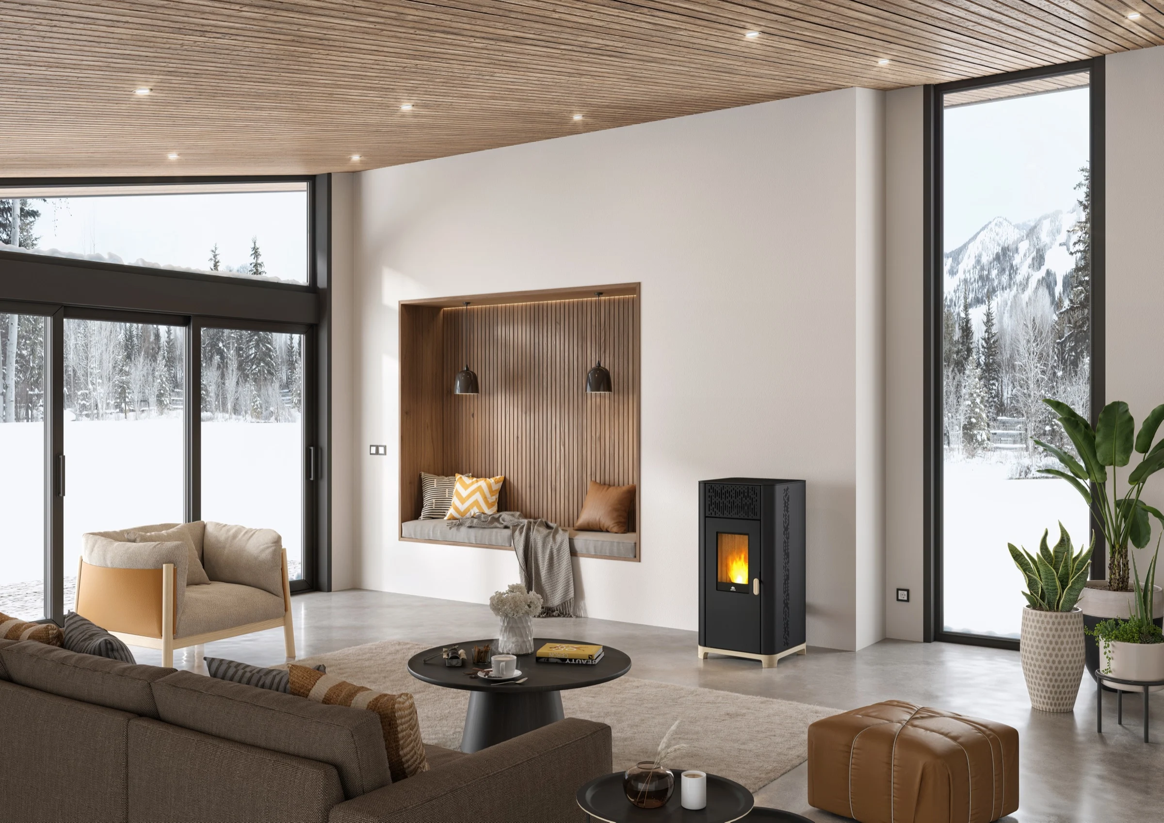 Jøtul PF 1034 in zwart in een woonkamer