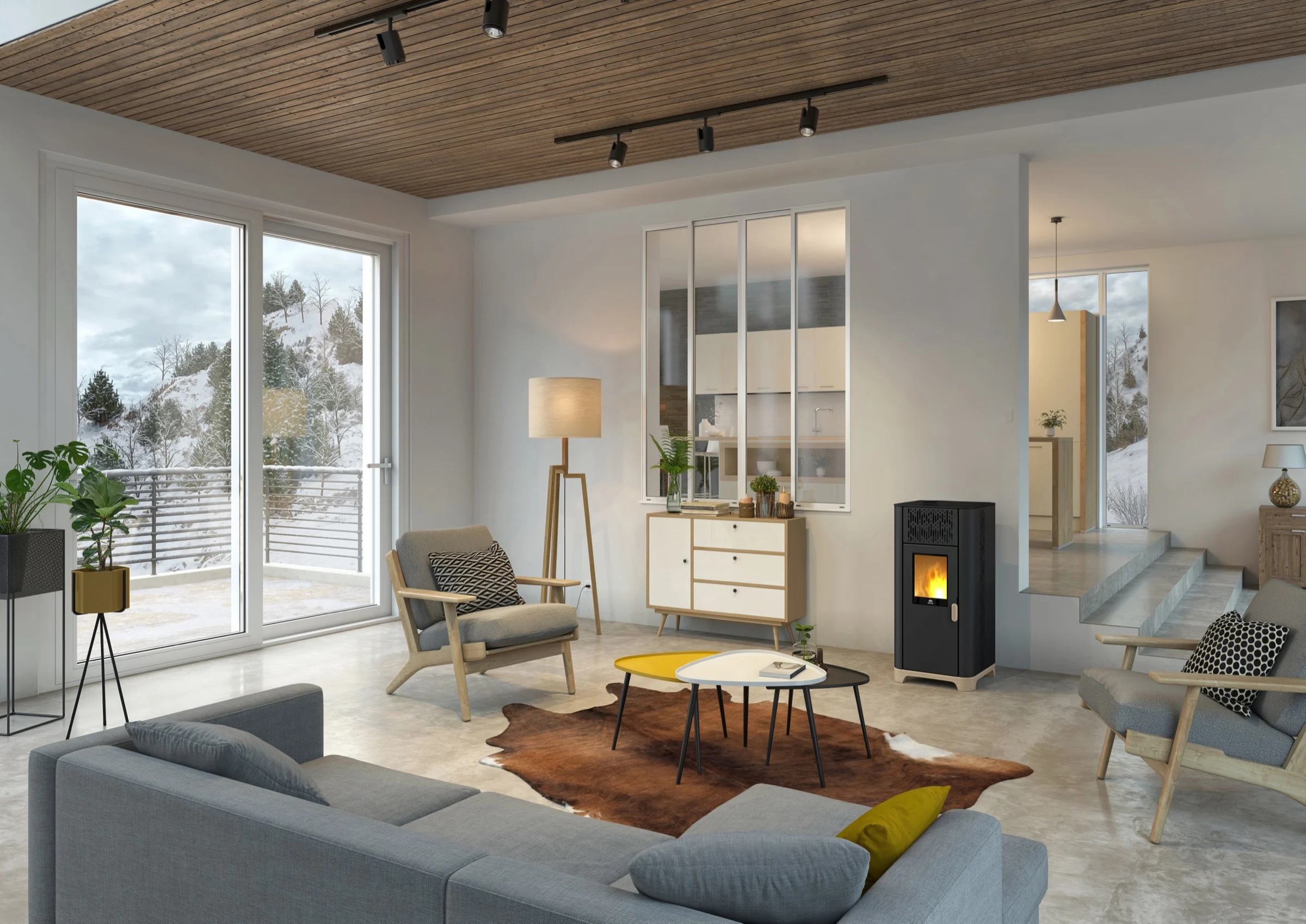 Jøtul PF 734 in zwart in een woonkamer