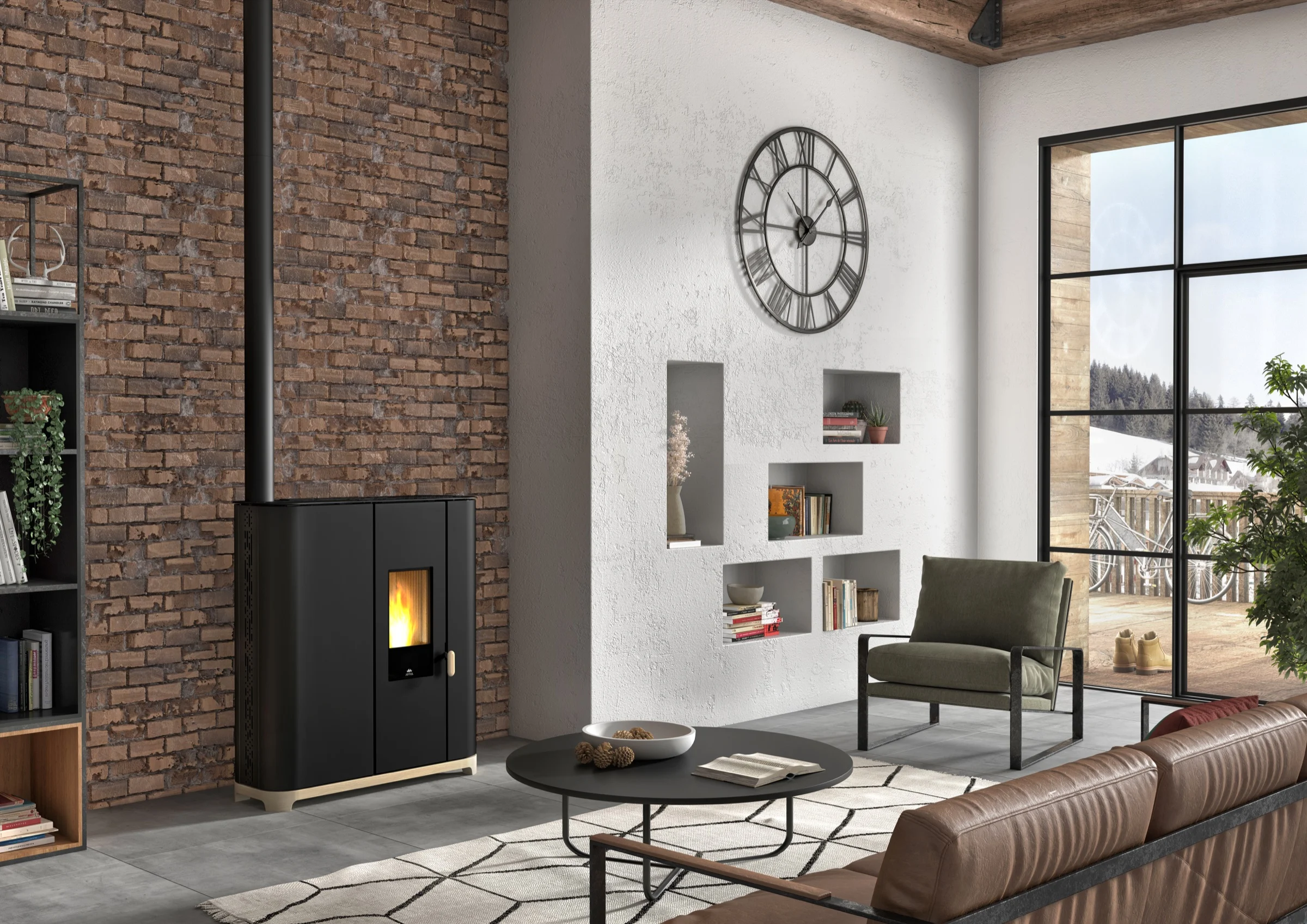 Jøtul PF 912 S in zwart in een woonkamer